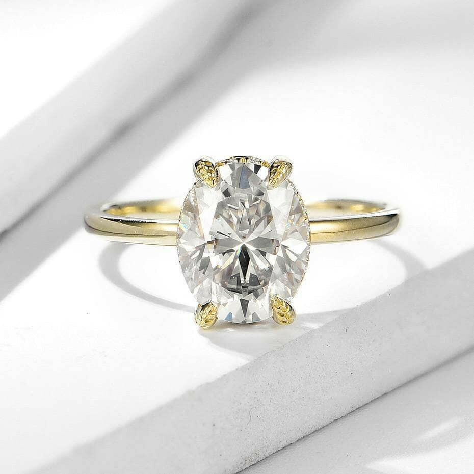Elegant 10k Yellow Gold Oval Cut Diamond Engagement Ring-Evani Naomi Jewelry