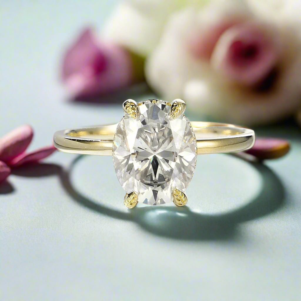 Elegant 10k Yellow Gold Oval Cut Diamond Engagement Ring-Evani Naomi Jewelry