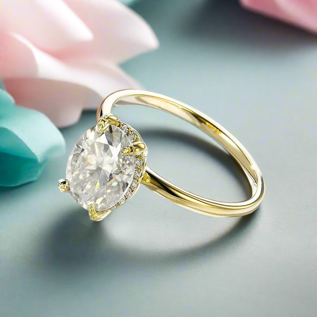 Elegant 10k Yellow Gold Oval Cut Diamond Engagement Ring-Evani Naomi Jewelry