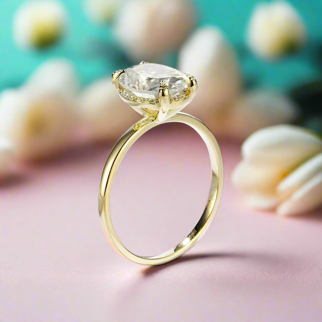 Elegant 10k Yellow Gold Oval Cut Diamond Engagement Ring-Evani Naomi Jewelry