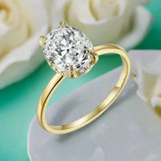 Elegant 10k Yellow Gold Oval Cut Diamond Engagement Ring-Evani Naomi Jewelry