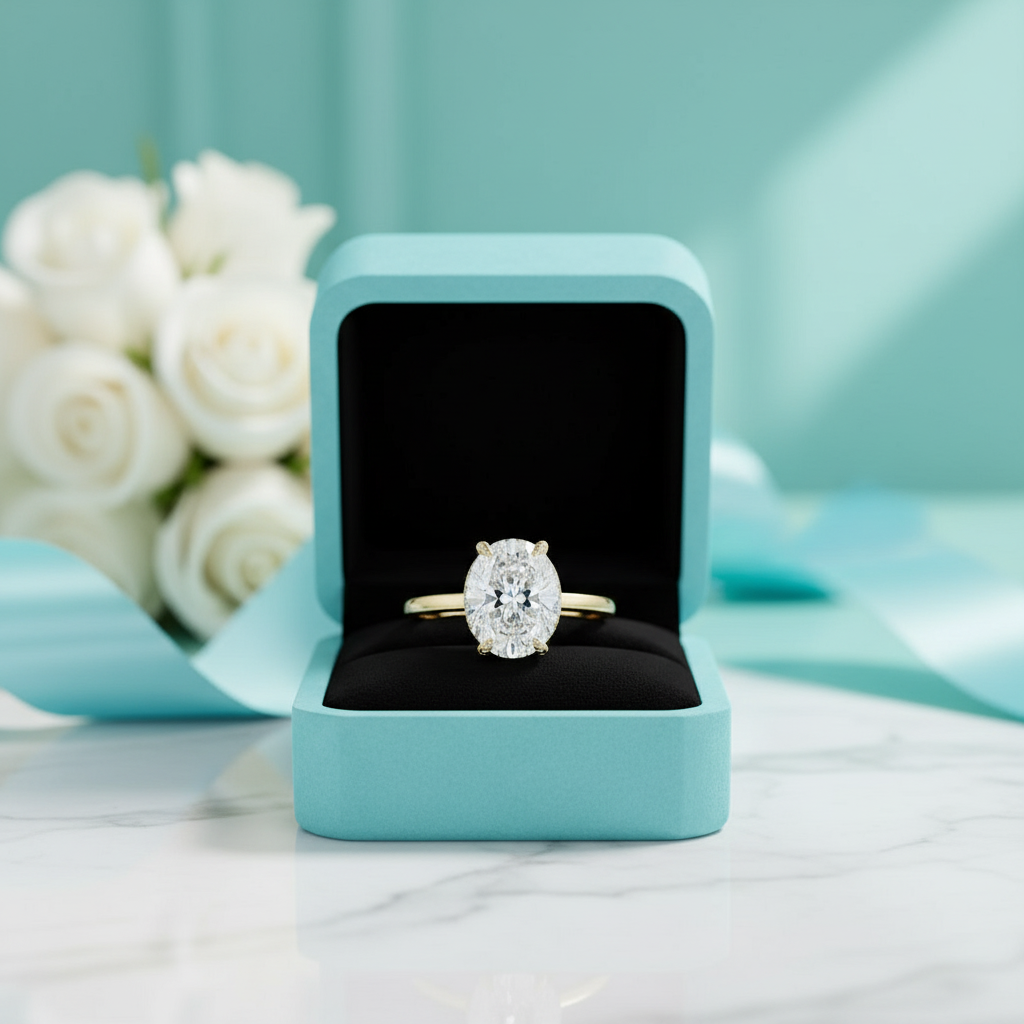 Elegant 10K Yellow Gold Oval Cut Diamond Birthstone Engagement Ring-Evani Jewelry