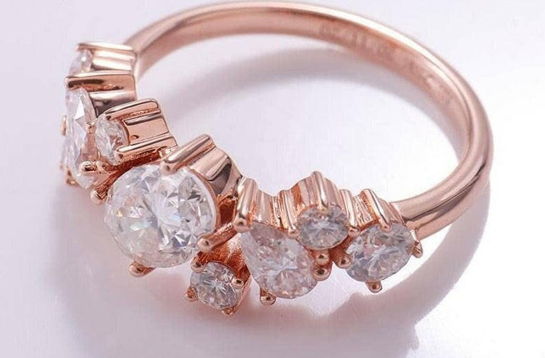 Elegant 14k Rose Gold Diamond Wedding Band-Evani Naomi Jewelry
