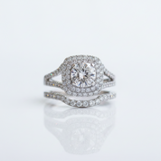 Elegant 1.0 Ct Diamond Option Double-Halo Bridal Set - Evani Naomi Jewelry