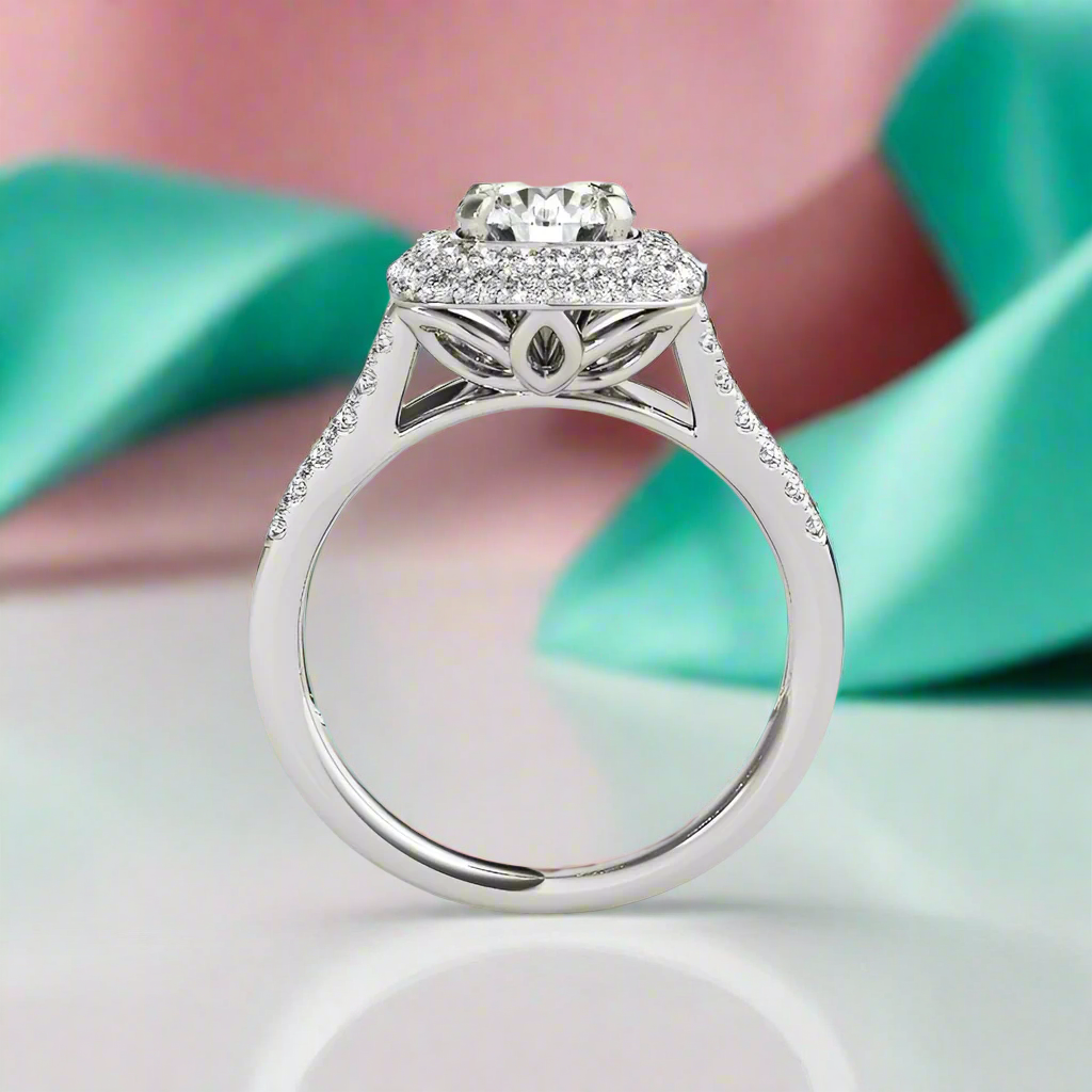 Elegant 1.0 Ct Diamond Double-Halo Bridal Set-Evani Naomi Jewelry