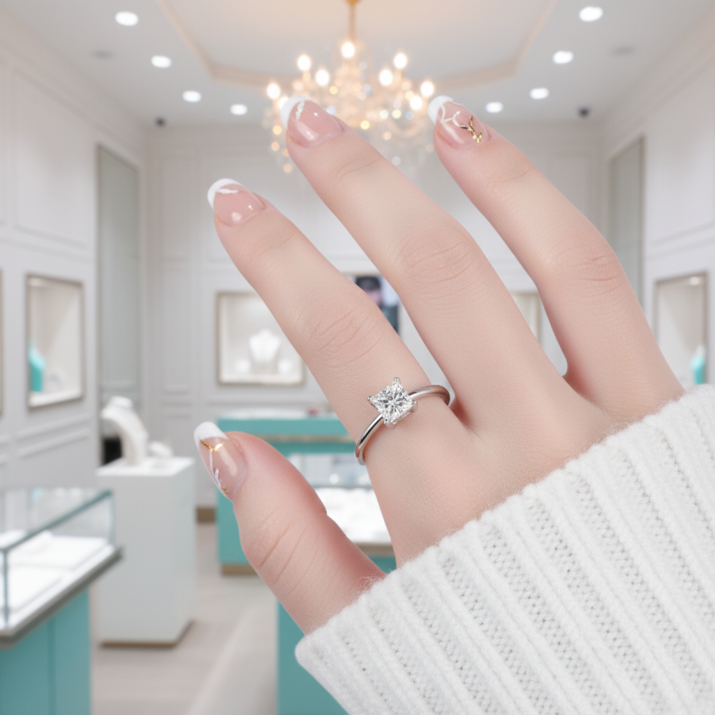Elegant 1.0 Ct Princess Cut Diamond Solitaire Engagement Ring-Evani Jewelry