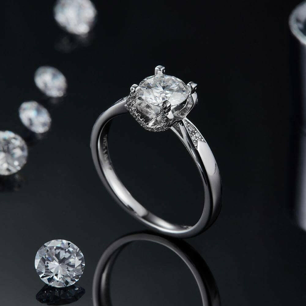Elegant 1.0 Ct White Gold Engagement Ring-Evani Naomi Jewelry