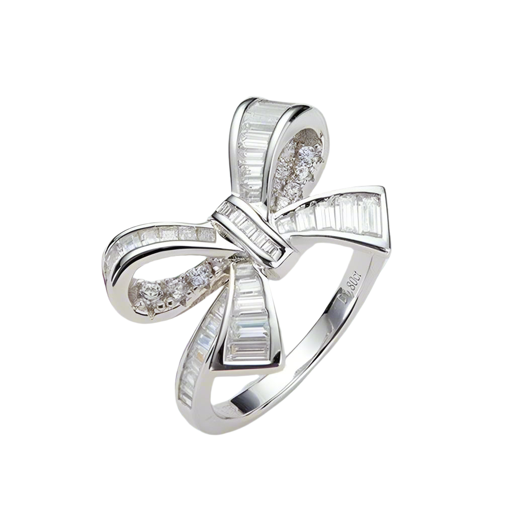 Elegant 1.0ct Bow-knot Design White Gold Engagement Ring-Evani Naomi Jewelry