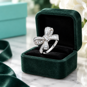Elegant 1.0ct Bow-knot Design Diamond Option White Gold Engagement Ring - Evani Naomi Jewelry