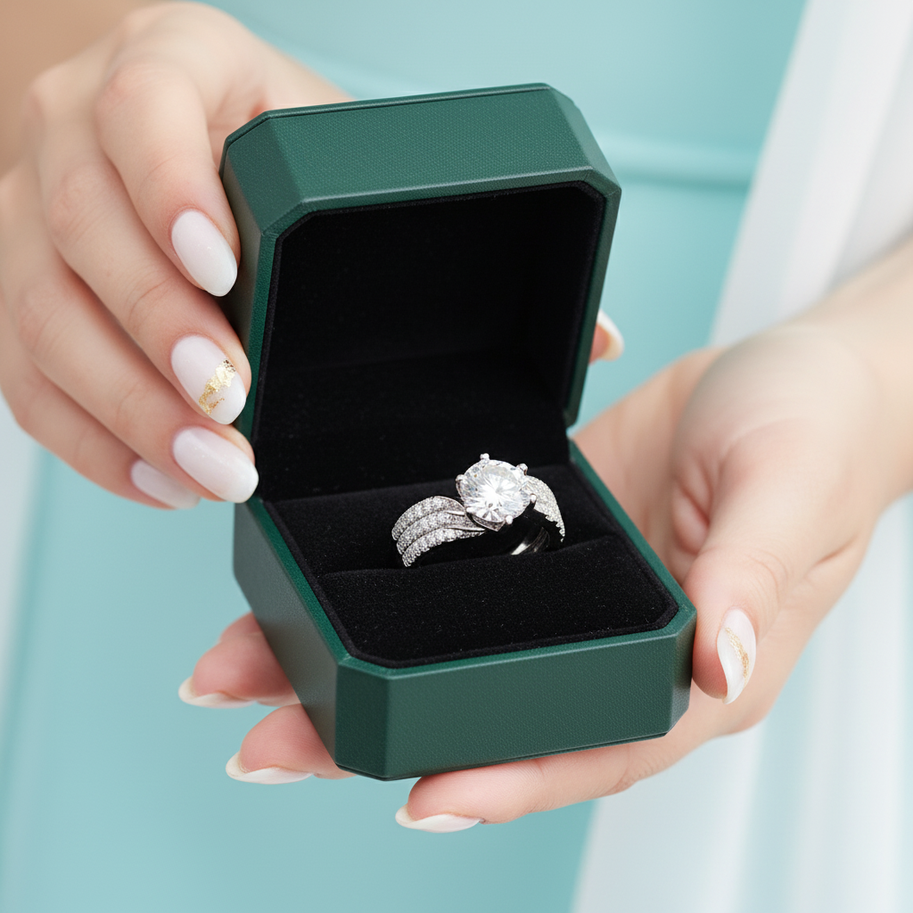 Elegant 5.0 Ct Round Cut Diamond Option Wedding Ring