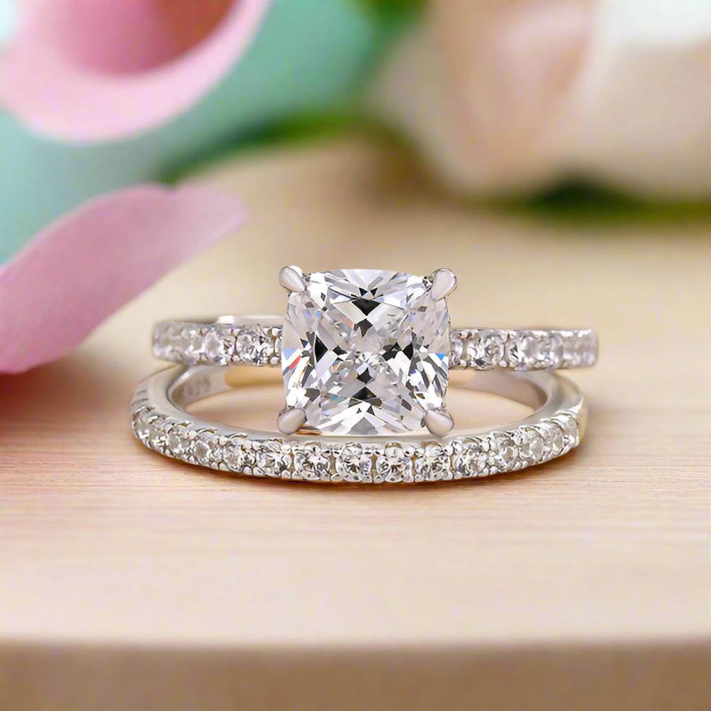 Elegant Cushion Cut 1.5 ct Diamond Bridal Set-Evani Naomi Jewelry