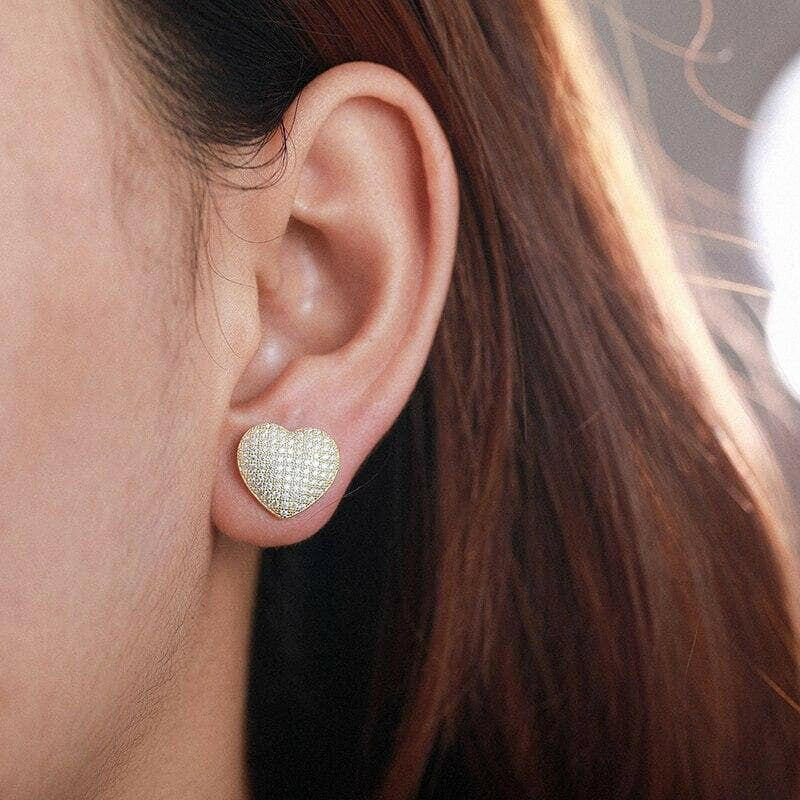 Elegant Diamond Heart Shape Stud Earrings-Evani Jewelry