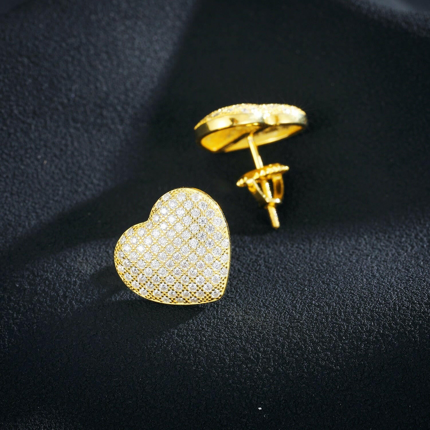 Elegant Diamond Heart Shape Stud Earrings-Evani Naomi Jewelry