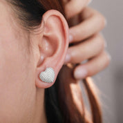 Elegant Diamond Heart Shape Stud Earrings-Evani Naomi Jewelry