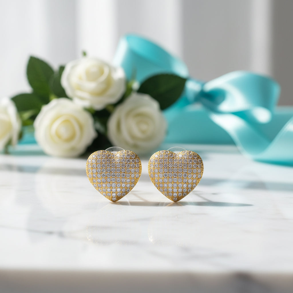 Elegant Diamond Heart Shape Stud Earrings-Evani Jewelry
