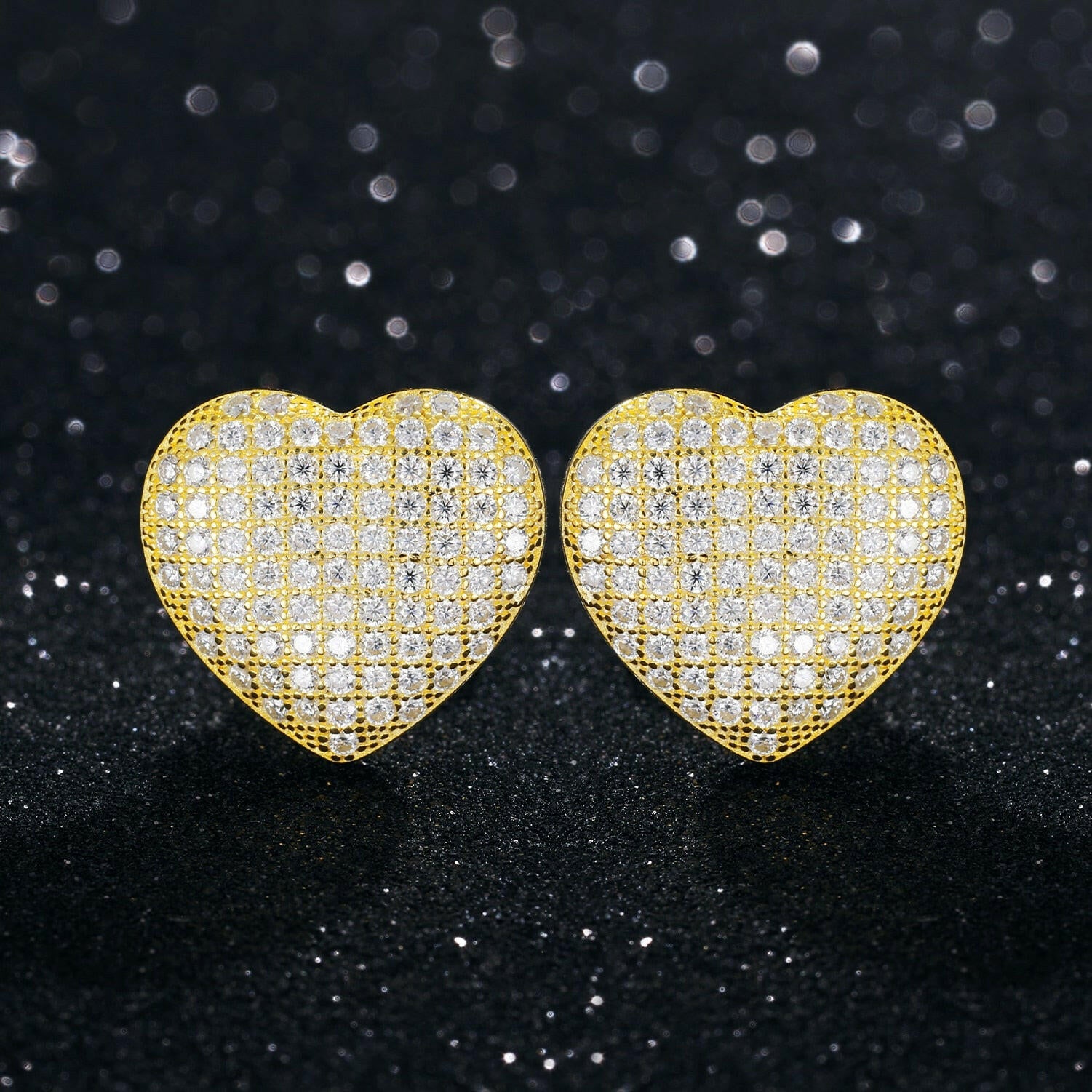 Elegant Diamond Heart Shape Stud Earrings-Evani Naomi Jewelry