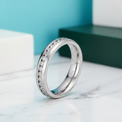 Elegant Diamond Alternative Titanium Wedding Band-Evani Jewelry