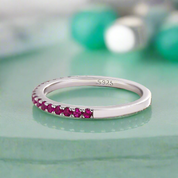 Elegant Fuchsia Diamond Half Eternity Wedding Band-Evani Naomi Jewelry