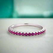 Elegant Fuchsia Diamond Half Eternity Wedding Band-Evani Naomi Jewelry