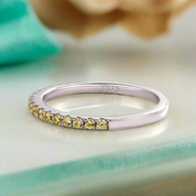 Elegant Light Yellow Sapphire Diamond Half Eternity Wedding Band-Evani Naomi Jewelry
