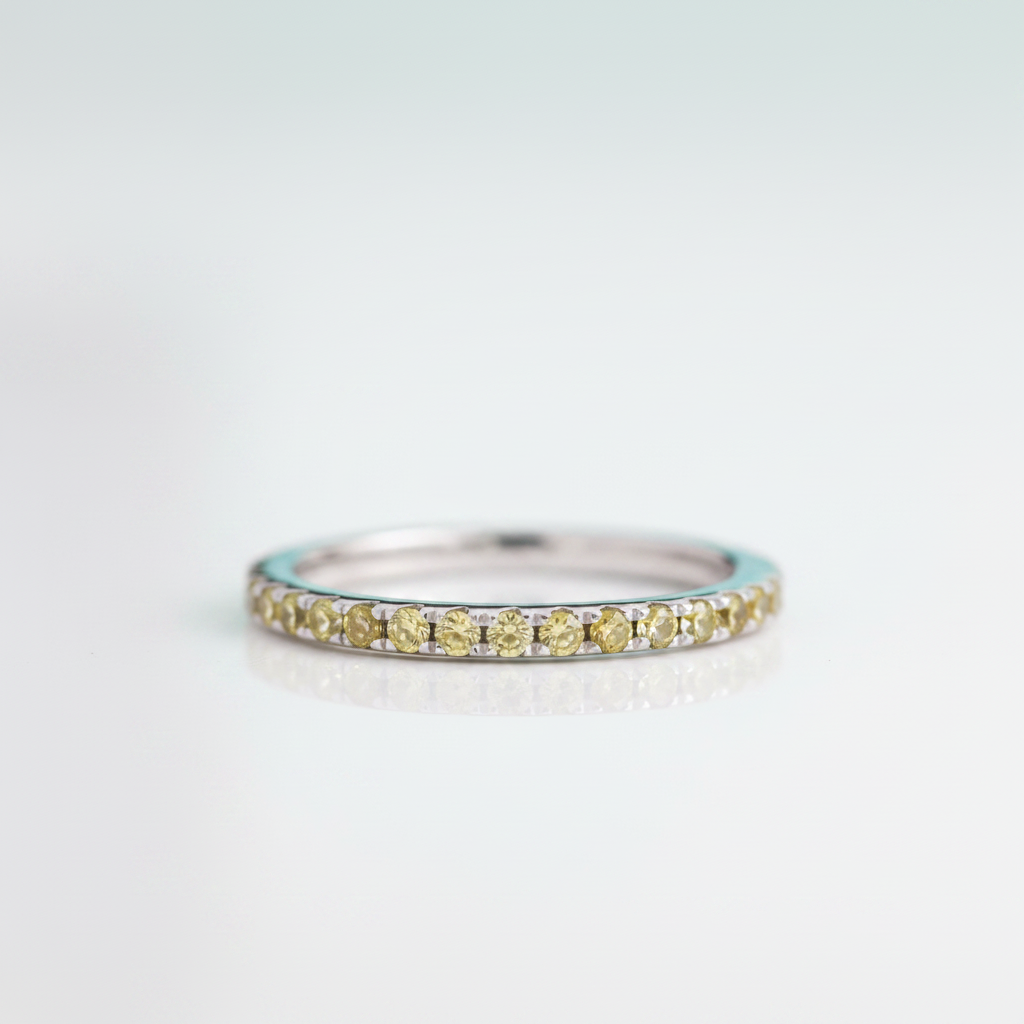 Elegant Light Yellow Sapphire Diamond Option Half Eternity Wedding Band - Evani Naomi Jewelry