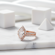 Elegant Pear Cut 2.20 Carat Halo Vintage Style Diamond Bridal Ring Set-Evani Jewelry