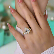 Elegant Pear Cut 2.2 Carat Halo Vintage Style Bridal Ring Set-Evani Naomi Jewelry