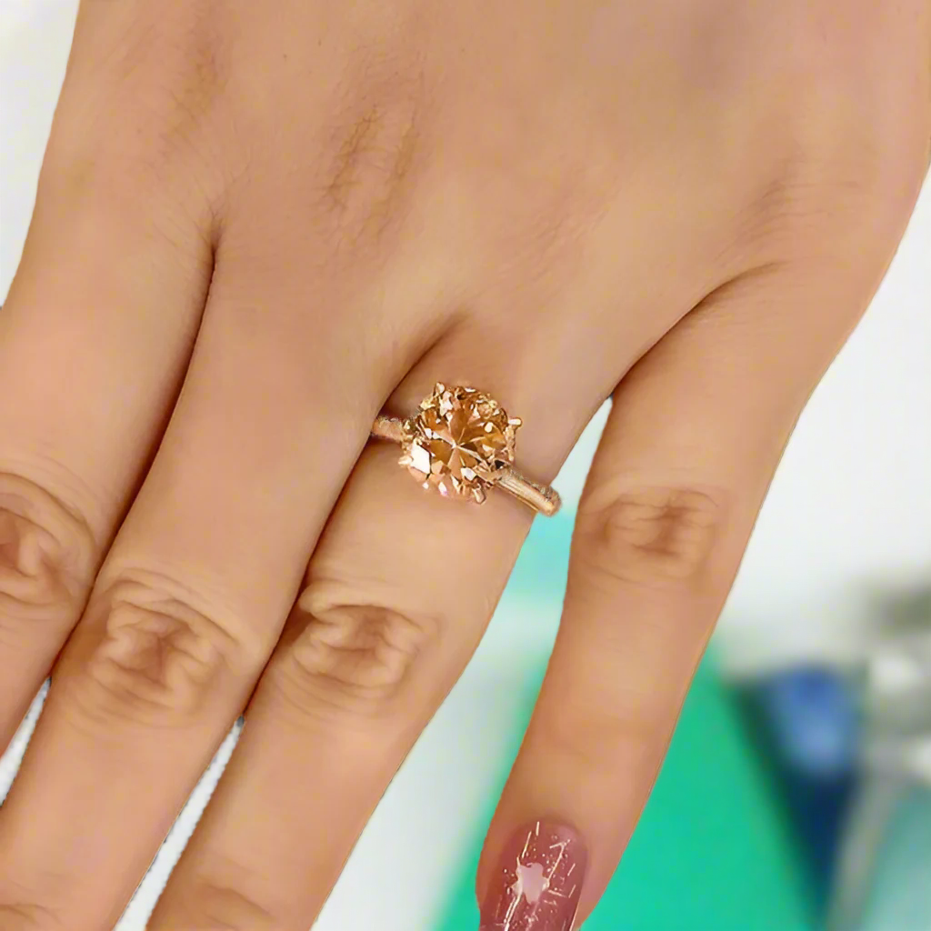 Elegant Round Cut 14k Rose Gold Engagement Ring-Evani Naomi Jewelry