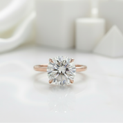 Elegant Round Cut 14k Rose Gold Diamond Engagement Ring-Evani Jewelry