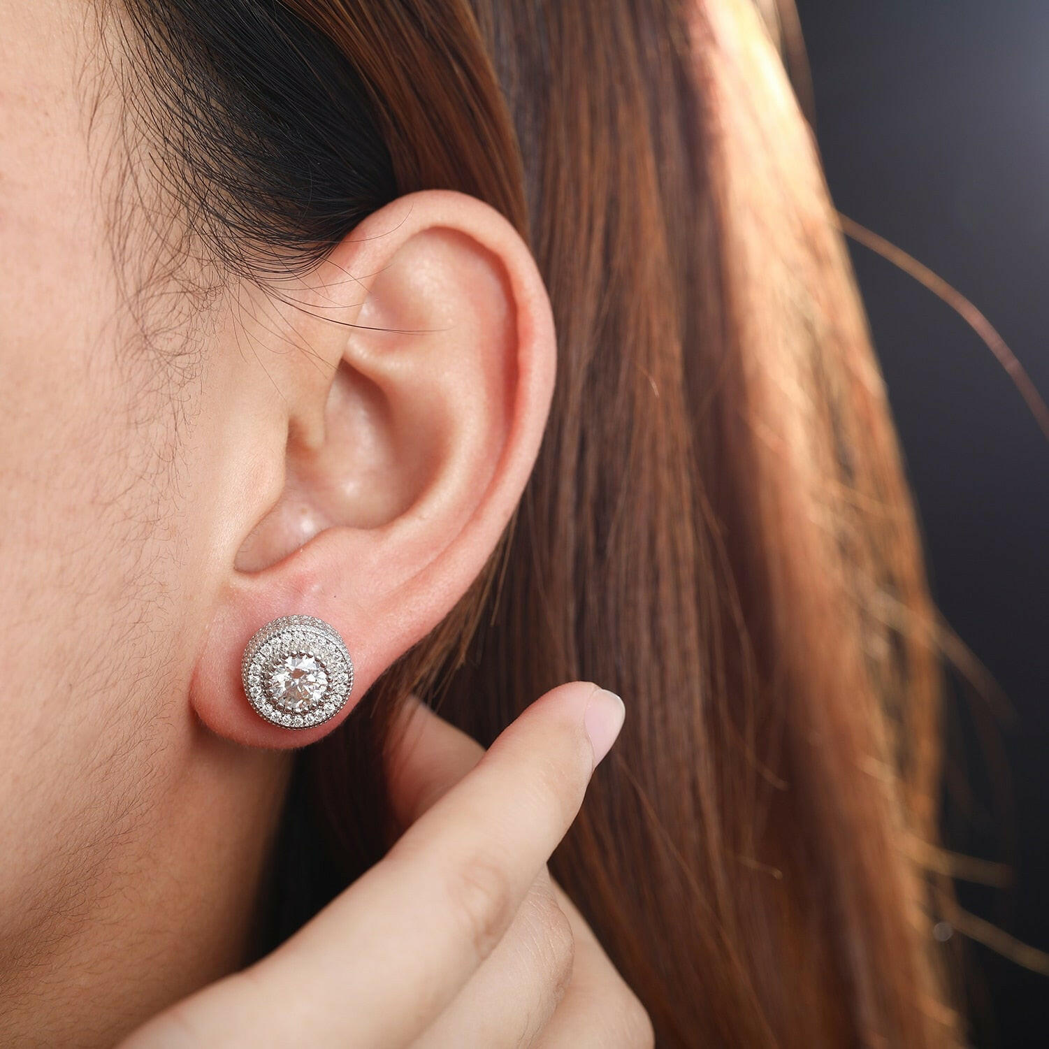 Elegant Round Diamond Stud Earrings-Evani Naomi Jewelry