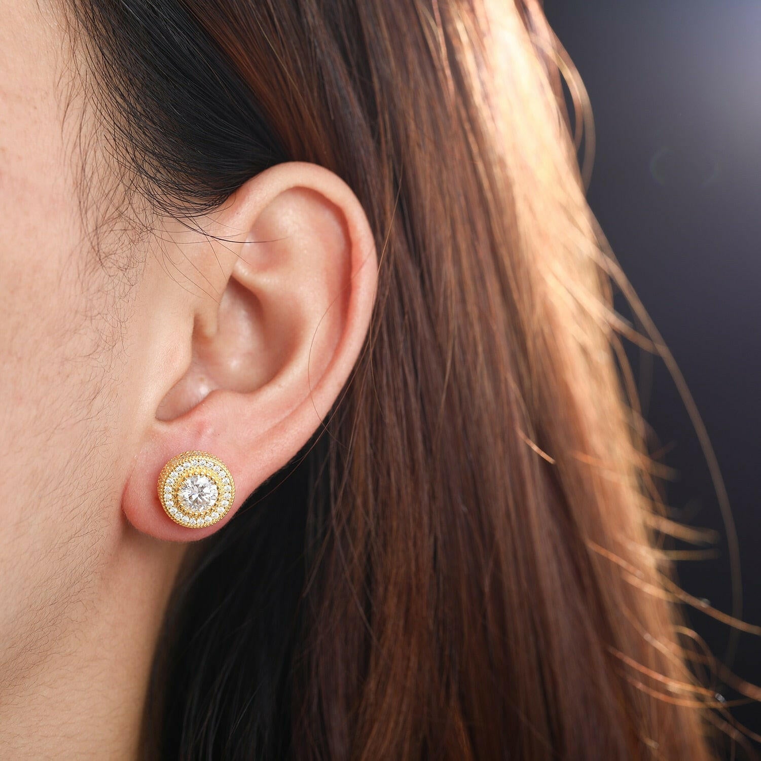 Elegant Round Diamond Stud Earrings-Evani Naomi Jewelry