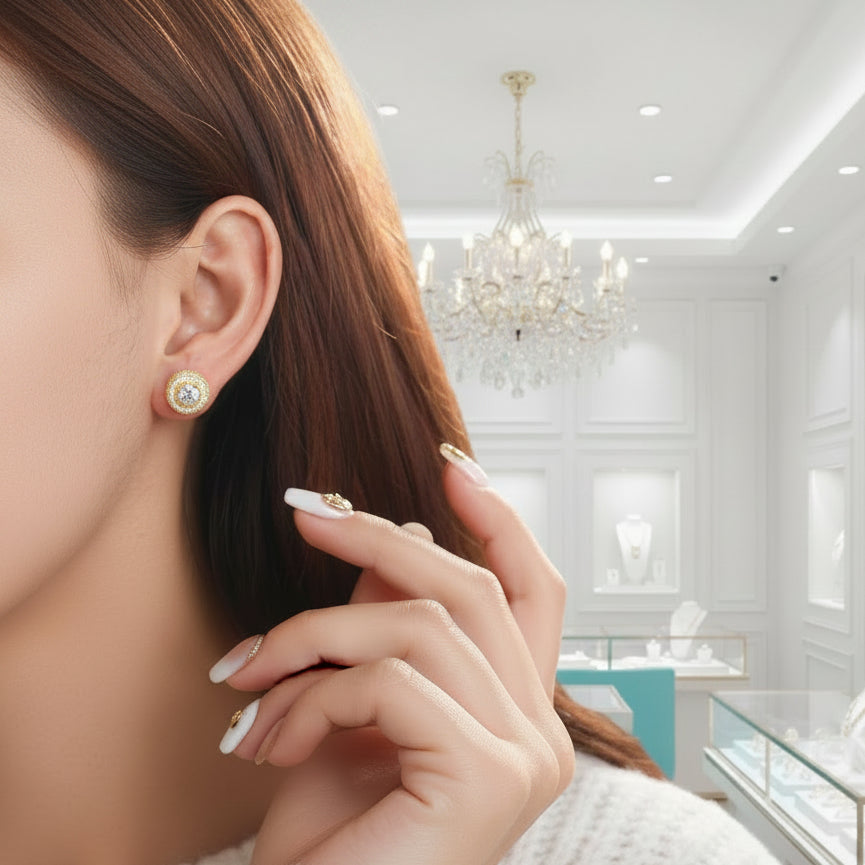 Elegant Round Diamond Stud Earrings-Evani Jewelry