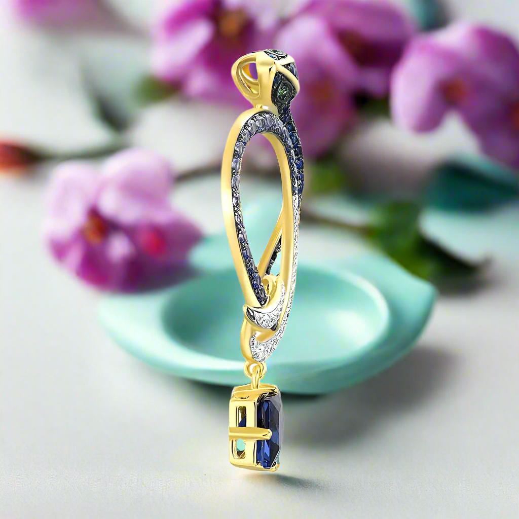 Elegant Snake with Diamonds Pendant-Evani Naomi Jewelry