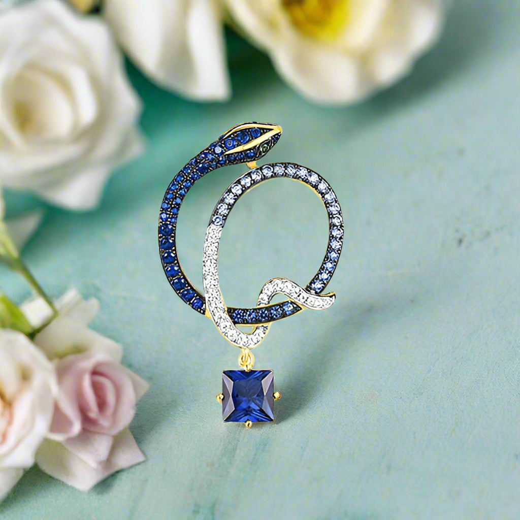 Elegant Snake with Diamonds Pendant-Evani Naomi Jewelry