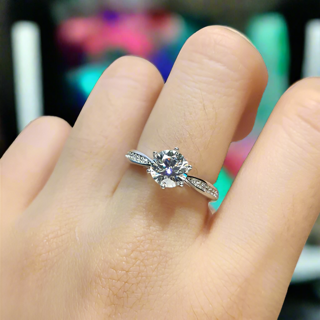 Elegant White Gold Engagement Ring with 1.0ct Diamond-Evani Jewelry
