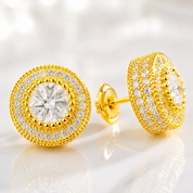 Elegant Round Diamond Option Halo Stud Earrings