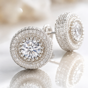 Elegant Round Diamond Option Halo Stud Earrings
