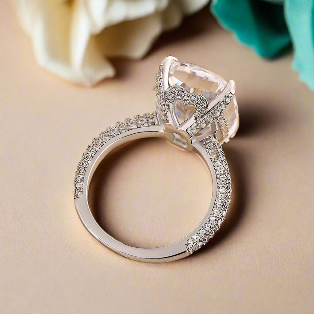 Elongated Cushion Cut 9.0ct Diamond Engagement Ring-Evani Naomi Jewelry