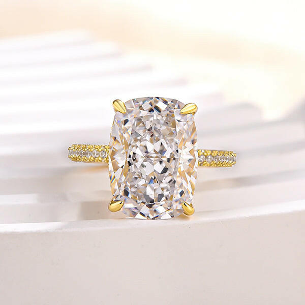Elongated Cushion Cut 9.0ct Diamond Engagement Ring-Evani Naomi Jewelry