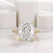 Elongated Cushion Cut 9.0ct Diamond Engagement Ring-Evani Jewelry