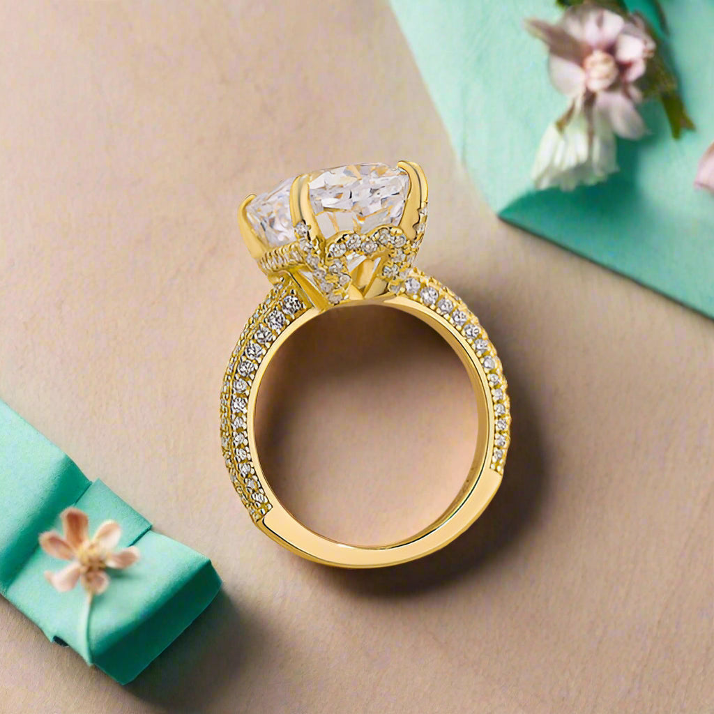 Elongated Cushion Cut 9.0ct Diamond Engagement Ring-Evani Naomi Jewelry