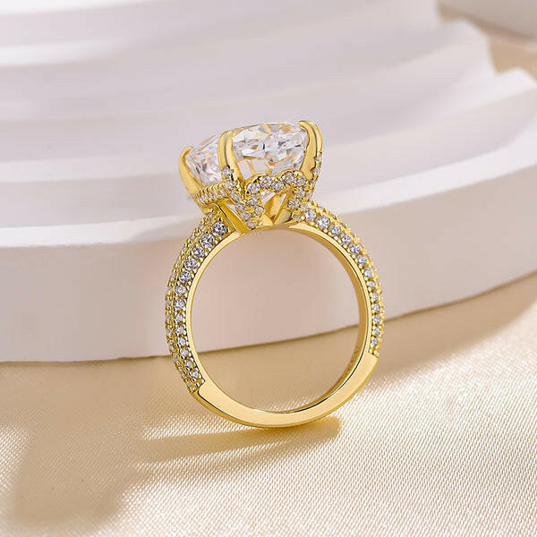 Elongated Cushion Cut 9.0ct Diamond Engagement Ring-Evani Naomi Jewelry