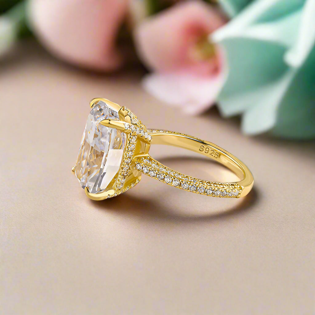 Elongated Cushion Cut 9.0ct Diamond Engagement Ring-Evani Naomi Jewelry