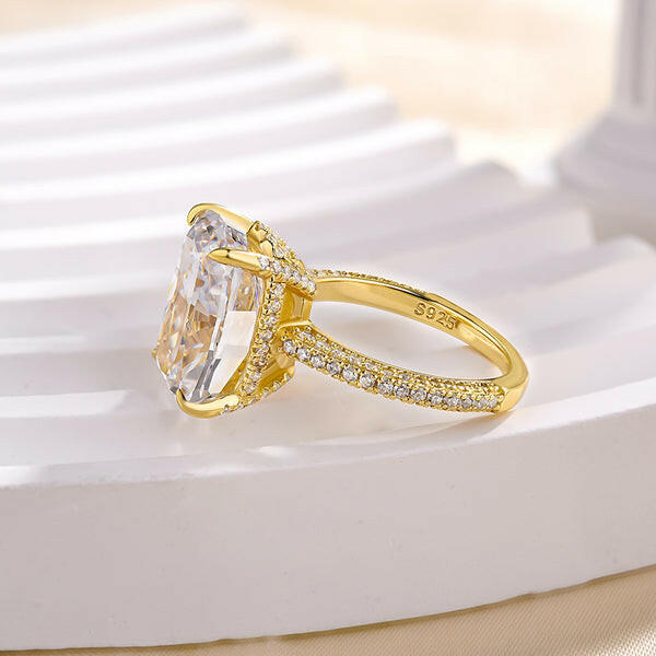 Elongated Cushion Cut 9.0ct Diamond Engagement Ring-Evani Naomi Jewelry