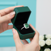Emerald Cut 3.5 ct Diamond Option Engagement Ring with Halo - Evani Naomi Jewelry