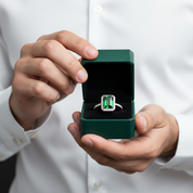 Emerald Cut 3.5 ct Diamond Option Engagement Ring with Halo - Evani Naomi Jewelry
