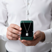 Emerald-cut 1.0 ct Diamond Option Clavicle Chain Necklace