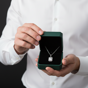 Emerald-cut 1.0 ct Diamond OptionHalo Jewelry Set