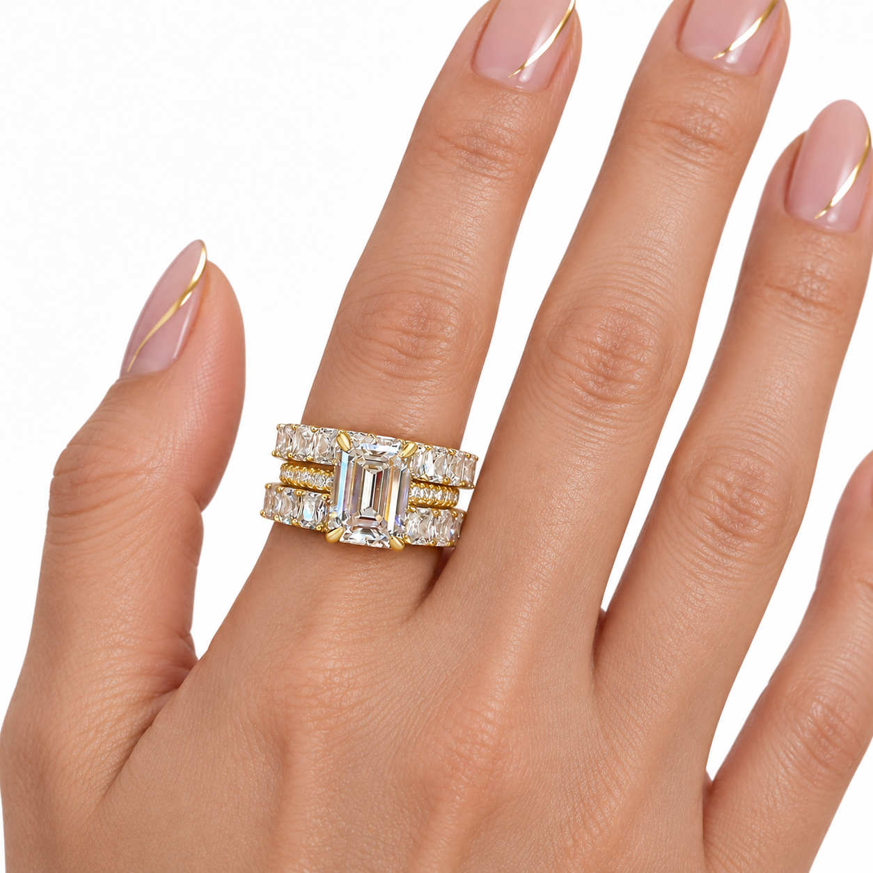 4.0 Ct Emerald Cut 3PC Wedding Set - Evani Naomi Jewelry