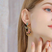 Enamel Butterfly Tassel Earrings-Evani Naomi Jewelry